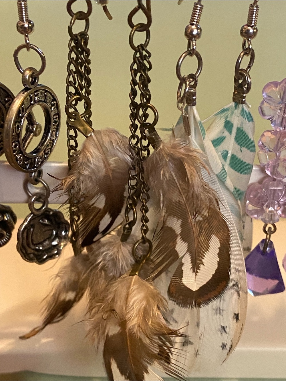 Handmade Brown Feather Dangle Earrings - Boho Women’s Accessories